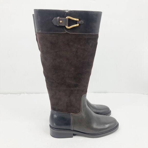 Vince Camuto Wide Calf Leather Riding Boots Andalian 7.5 Coffee Bean Suede NWB - Picture 2 of 9